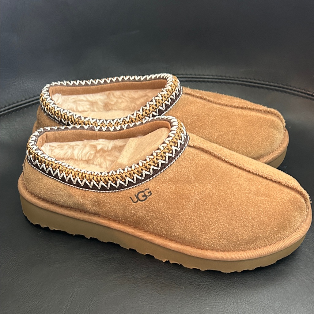 Ugg Chestnut Suede Shearling Slip-On Mules